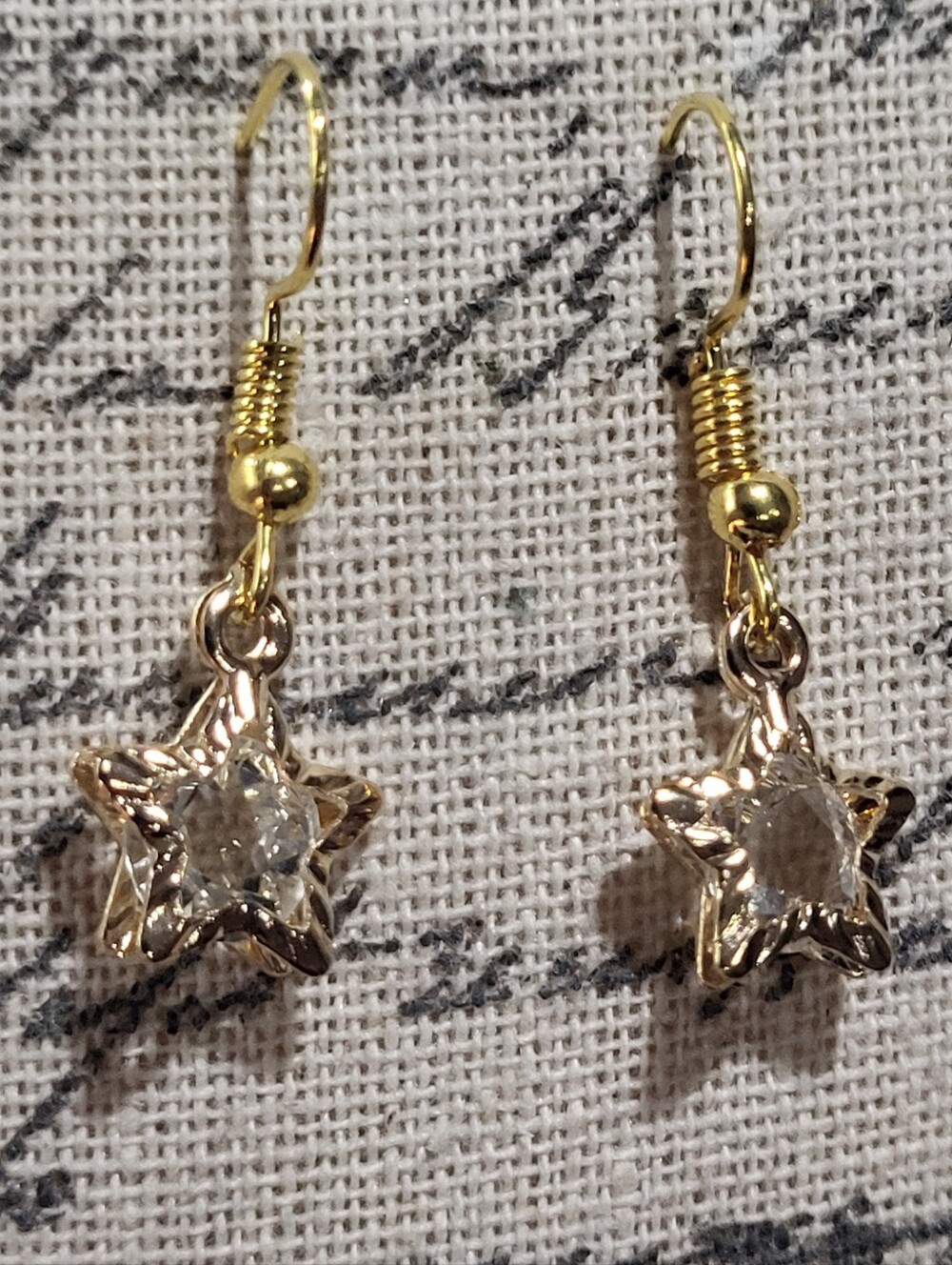 Crystal Gold Star Hook Earrings